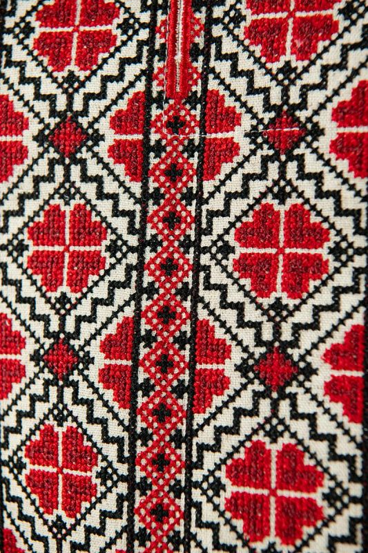 Вишиванка для хлопчика лляна Українські традиції з червоно-чорним орнаментом 73601234 льон 158см натуральний колір
