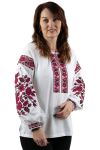 Вишиванка жіноча лляна Червоні Троянди 654020411 льон (L)96-100 біла