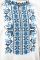 Вишиванка для хлопчика лляна Орнамент сорочка дитяча з синє-блакитною вишивкою 1601234 льон 122см біла
