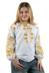 Вишиванка для дівчинки Здійснення мрій лляна блузка з жовтою вишивкою 615050411 льон 152см біла