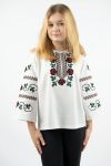 Вишиванка для дівчинки Квіти лляна святкова дитяча блузка 320411 льон 164см біла
