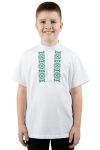 Дитяча вишиванка для хлопчика з коротким рукавом трикотажна сорочка 08234 фулікра 122см біла з орнаментом