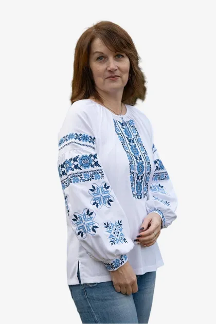 Вишиванки парні лляні жіноча і чоловіча Орнамент 7658020411 льон (L)96-100 білі