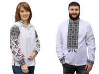 Парні вишиванки жіноча і чоловіча з голубами 3658020411 льон (2XL)112-116 білі