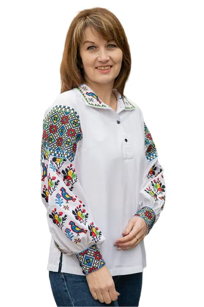 Парні вишиванки жіноча і чоловіча з голубами 3658020411 льон (L)96-100 білі