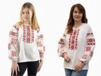 Вишиванки мама і дочка Класичні сімейні парні 28020411 льон жіноча (М)88-92 для дівчинки 110см молочні