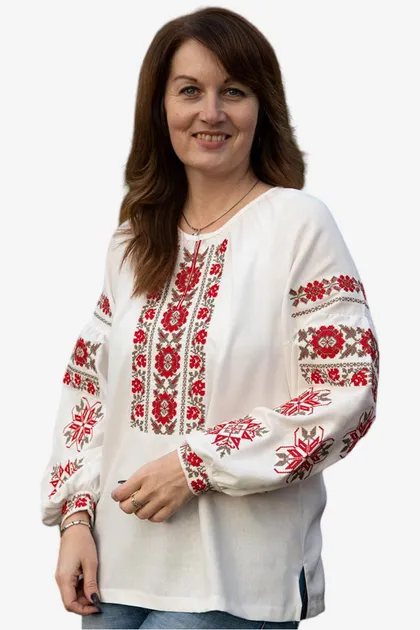 Вишиванки мама і дочка Класичні сімейні парні 28020411 льон жіноча (М)88-92 для дівчинки 110см молочні