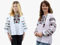 Вишиванки сімейні для мами і доньки Квіти парні 48020411 льон жіноча (М)88-92 для дівчинки 116см білі
