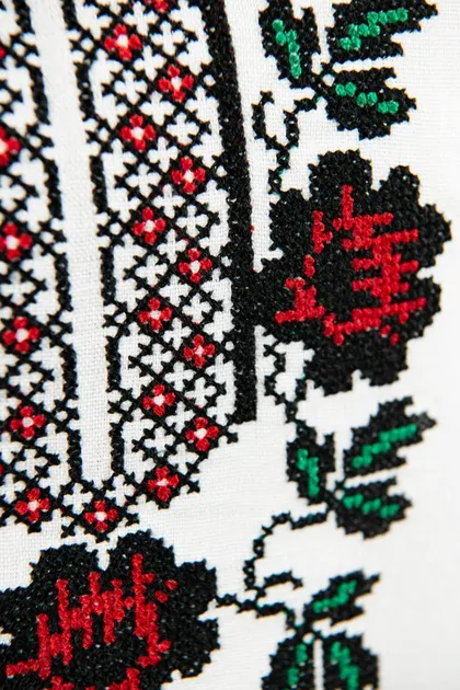 Вишиванки сімейні для мами і доньки Квіти парні 48020411 льон жіноча (М)88-92 для дівчинки 134см білі