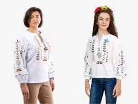 Сімейні вишиванки мама і донька Ромашки парні 268020411 льон жіноча (М)92 для дівчинки 122см молочні