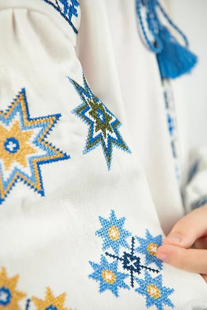 Вишиванки мама і донька Святкові парні сімейні 88020411 льон жіноча (М)88-92 для дівчинки 164см молочні