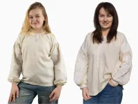 Сімейні вишиванки мама і донька Ніжність парні 1368020411 льон жіноча (М)88-92 для дівчинки 122см світло-бежеві