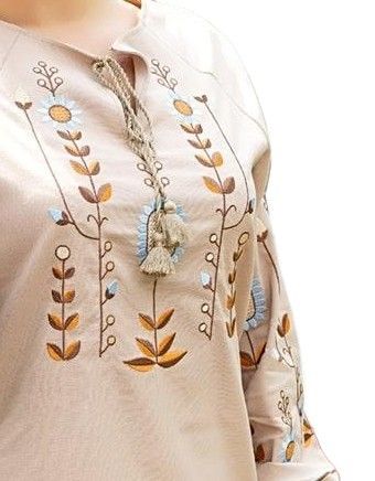 Жіноча лляна вишиванка Ромашки 29020411 льон  (L)96 бежева