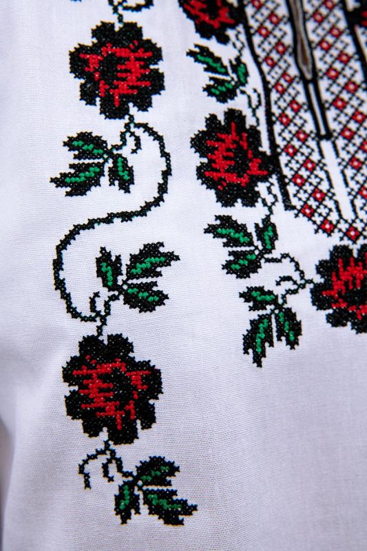 Вишиванка жіноча лляна Квіти 54020411 льон  (M)88-92 біла