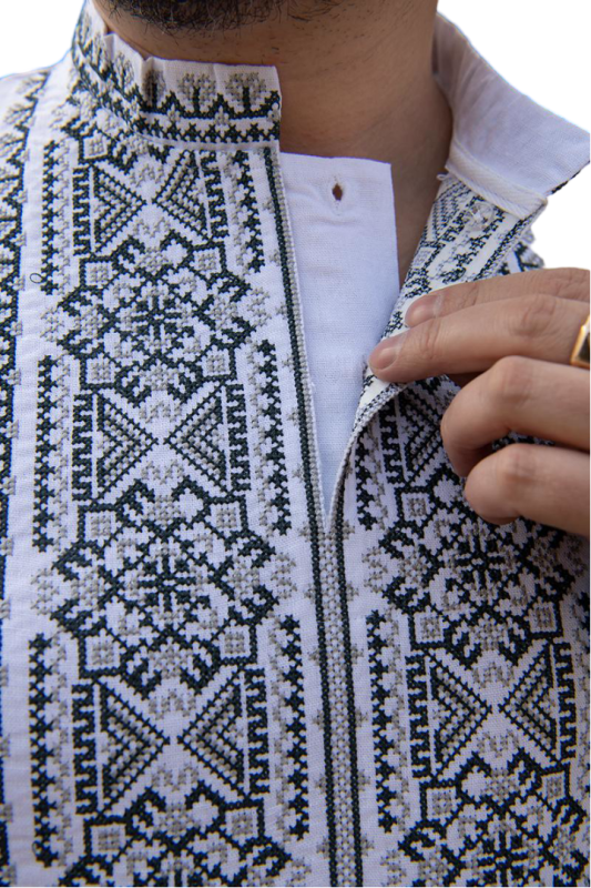Чоловіча вишиванка лляна на свято 75201234 льон (XL)104-108  біла