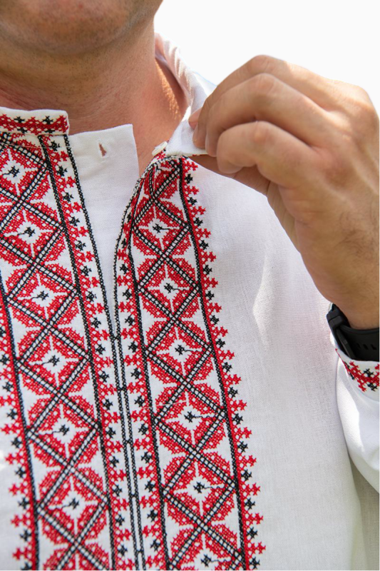 Вишиванка чоловіча лляна Козацька 8101234 льон (3XL)120 біла