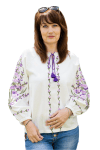 Вишиванка жіноча лляна з ніжними квітами 7020411 льон  (S)84 молочна