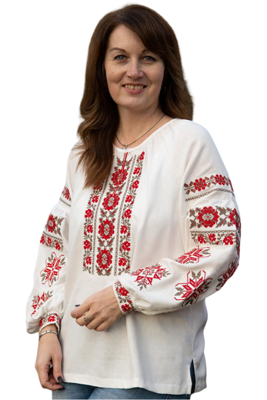Вишиванка жіноча лляна Класична 354020411 льон (S)80-84 молочна