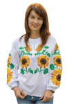 Вишиванка лляна жіноча Соняшники 2020411 льон (2XL)116 біла
