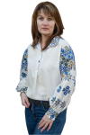 Вишиванка-блузка жіноча Святкова лляна орнамент з зірочками 658020411 льон (XL)104-108 молочна