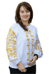 Вишиванка блузка жіноча лляна Здійснення мрій 1258020411 льон (XL)108 біла з жовтою вишивкою