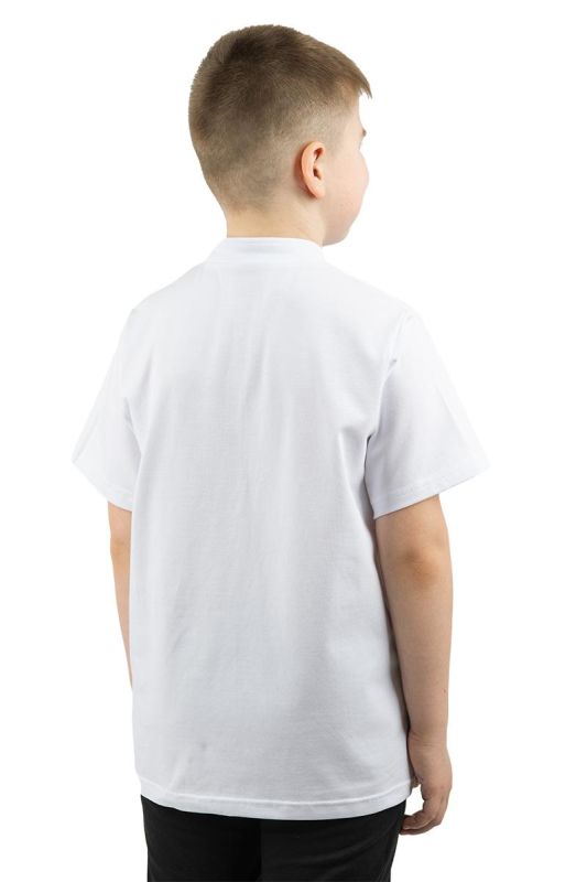 Дитяча вишиванка для хлопчика з коротким рукавом трикотажна сорочка 08234 фулікра 152см біла з орнаментом