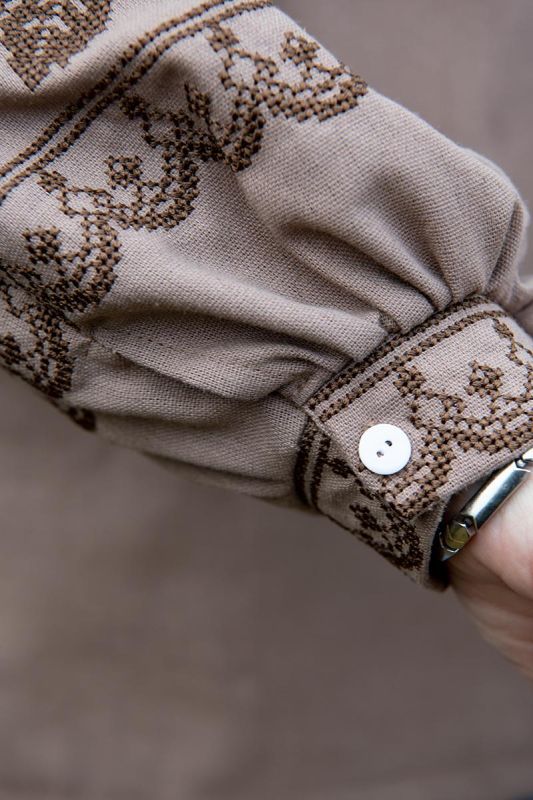 Вишиванка жіноча лляна Калина 754020411 льон  (S)80-84 кавова